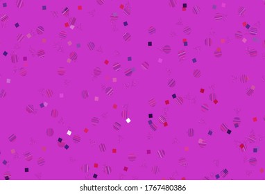 Púrpura claro, textura vectorial rosada con estilo de poli con círculos, cubos. Ilustración con círculos coloridos, triángulos, rectángulos. Diseño inteligente para sus anuncios.