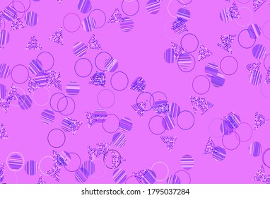 Leicht violett, rosafarbene Vektorstruktur mit Dreiecksstil mit Kreisen. Illustration mit einer Reihe von bunten Kreisen, Dreiecken. Bestes Design für Poster, Banner.
