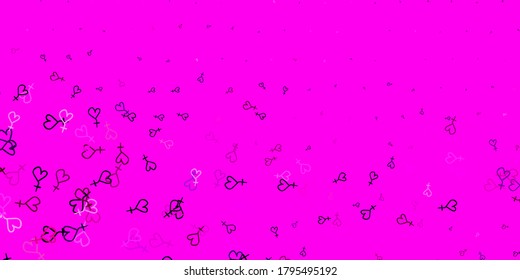 Light Purple, Pink vector texture with women's rights symbols. Colorful feminism symbols with a gradient in modern style. Design for International Women’s Day.