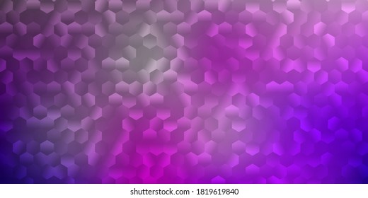 Light purple, pink vector texture with colorful hexagons. Modern abstract illustration in hexagonal style with gradient. An easy addition to your design.