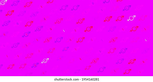 Light Purple, Pink vector texture with women rights symbols. Abstract illustration with a depiction of women power. Design for International Women Day.