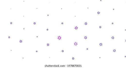 Light purple, pink vector texture with disease symbols. Simple design in abstract style with infection forms. Simple drawing against danger fever.