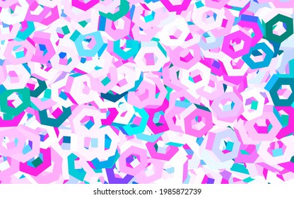 Light Purple, Pink vector texture with colorful hexagons. Illustration with set of colorful hexagons. Pattern for texture of wallpapers.