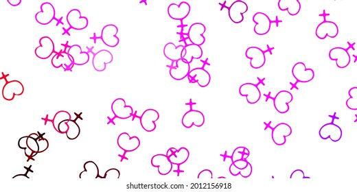 Light Purple, Pink vector texture with women's rights symbols. Simple design in abstract style with women’s rights activism. Simple design for your web site.