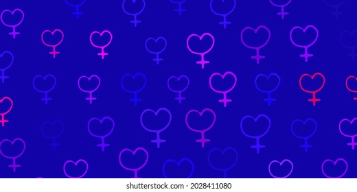 Light Purple, Pink vector texture with women rights symbols. Illustration with signs of women strength and power. Best design to show the power of women.