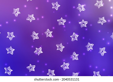 Light Purple, Pink vector texture with beautiful stars. Shining colored illustration with stars. Best design for your ad, poster, banner.