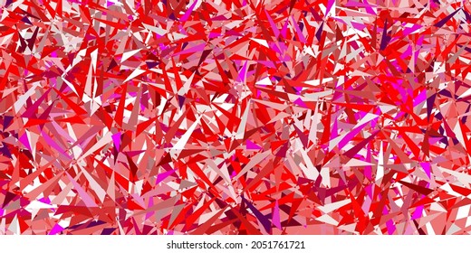 Textura vectorial rosa clara púrpura con triángulos aleatorios. Diseño sencillo de estilo abstracto con triángulos, líneas. Material de las páginas de aterrizaje.