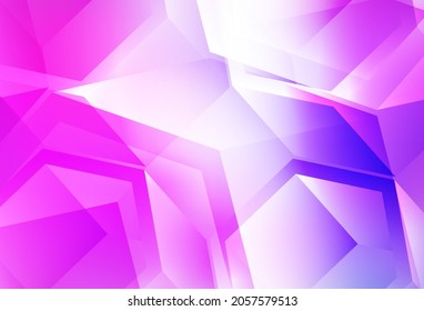 Púrpura claro, textura vectorial rosada con estilo de poli con cubos. Ilustración de gradiente abstracto con triángulos, cubos. Diseño elegante para tapices.
