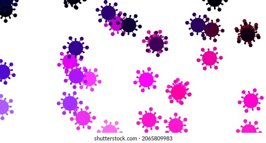 Light purple, pink vector texture with disease symbols. Abstract illustration with biological gradient shapes. Design for biohazard warning.