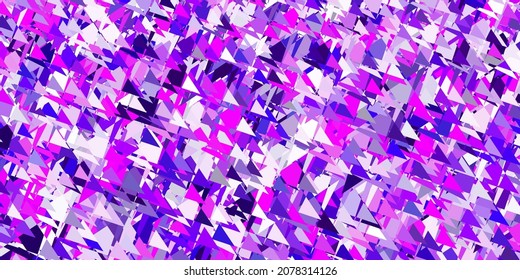 Hellviolett, rosafarbene Vektorstruktur mit zufälligen Dreiecken. Einfaches Design im abstrakten Stil mit Dreiecken, Linien. Vorlage für Werbespots.
