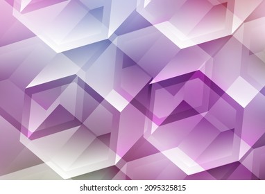 Light Purple, Pink vector texture with colorful hexagons. Blur background with colorful hexagons. Pattern for landing pages.