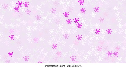 Light Purple, Pink vector texture with disease symbols. Abstract illustration with biological gradient shapes. Simple drawing against danger fever.