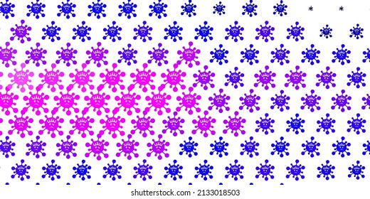 Light Purple, Pink vector texture with disease symbols. Smart illustration with covid signs in decorative style. Simple design against epidemic information.