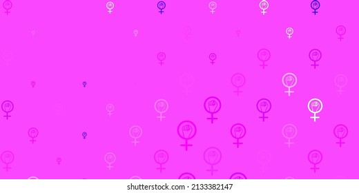 Light Purple, Pink vector texture with women rights symbols. Colorful illustration with gradient feminism shapes. Best design to show the power of women.