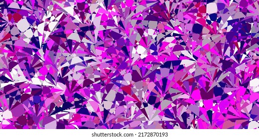 Light Purple, Pink vector texture with random triangles. Smart abstract illustration with triangle forms in modern style. Template for commercials.