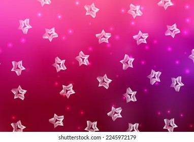 Light Purple, Pink vector texture with beautiful stars. Blurred decorative design in simple style with stars. Best design for your ad, poster, banner.