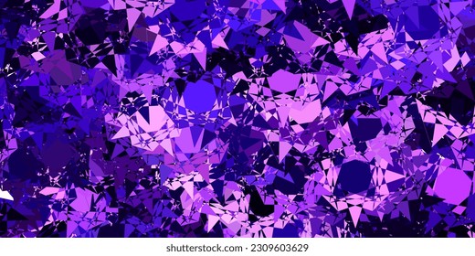 Púrpura claro, textura vectorial rosada con triángulos aleatorios. Diseño sencillo de estilo abstracto con triángulos, líneas. Material de las páginas de aterrizaje.