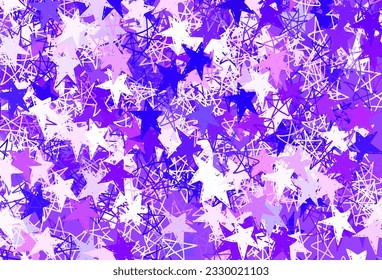 Light Purple, Pink vector texture with beautiful stars. Stars on blurred abstract background with gradient. Pattern for futuristic ad, booklets.