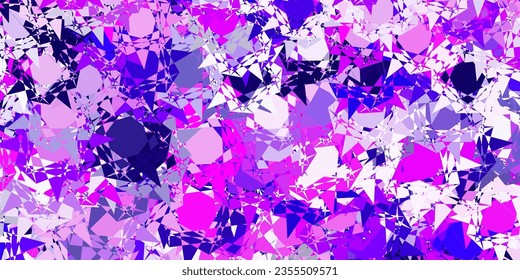 Hellviolett, rosafarbene Vektorstruktur mit zufälligen Dreiecken. Webmaterial-Illustration mit bunten abstrakten Dreiecken. Landing-Page-Material.