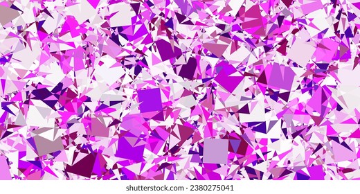 Púrpura claro, textura vectorial rosada con triángulos aleatorios. Formas triangulares con gradiente colorido en estilo abstracto. Plantilla para comerciales.