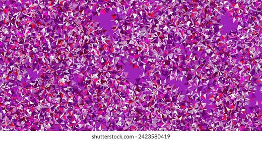 Hellviolett, rosafarbene Vektorstruktur mit hellen Schneeflocken. Abstrakte Farbverlauf-bunte Schneeflocken und Schneeelemente. Muster der neuen Jahresblätter