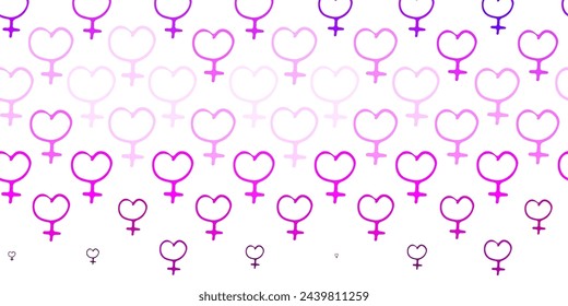 Light Purple, Pink vector texture with women's rights symbols. Simple design in abstract style with women’s rights activism. Design for International Women’s Day.
