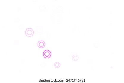 Púrpura claro, textura de Vector rosa con discos. Ilustración Abstractas con burbujas de colores en estilo de la naturaleza. Patrón para texturas de Fondos de pantalla.