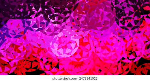 Púrpura claro, textura de Vector rosa con triángulos aleatorios. Ilustración abstracta inteligente con formas de triángulo en estilo moderno. Patrón para promociones.