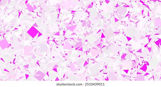 Light Purple, Pink vector texture with random triangles. Triangle shapes with colorful gradient in abstract style. Pattern for promotions.