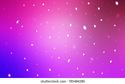 Light Purple, Pink vector texture with colored snowflakes. Decorative shining illustration with snow on abstract template. New year design for your business advert.
