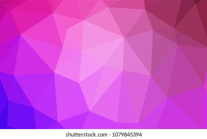 Light Purple, Pink vector triangle mosaic texture. Elegant bright polygonal illustration with gradient. Triangular pattern for your business design.