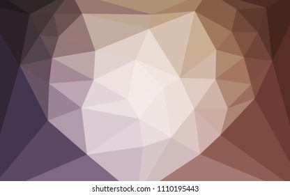 Light Purple, Pink vector triangle mosaic cover with a heart in a centre. Colorful abstract illustration with triangles. A new texture for your web site.