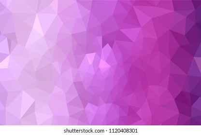 Light Purple, Pink vector triangle mosaic texture. Triangular geometric sample with gradient.  Best triangular design for your business.