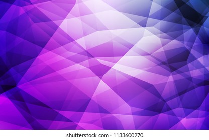 Light Purple, Pink vector triangle mosaic template. Triangular geometric sample with gradient.  Textured pattern for your backgrounds.