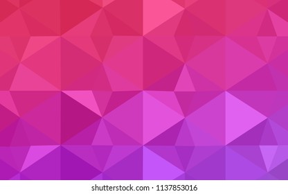 Light Purple, Pink vector triangle mosaic texture. Creative illustration in halftone style with triangles. A completely new template for your banner.