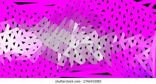 Patrón de mosaico triangular de vector rosa morado claro. Ilustración en vidrio roto con triángulos. Fondo para teléfonos móviles.