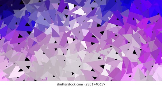 Fondo de mosaico de tres ángulos vectoriales rosa morado claro. Ilustración abstracta colorida con triángulos gradientes. Fondo para teléfonos móviles.