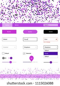 Light Purple, Pink vector ui kit with dots. Colorful ui/ux kit with header consisted of spheres. Simple colorful design for websites.