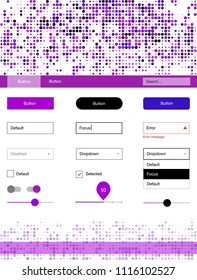 Light Purple, Pink vector ui kit with dots. Simple Material Design Kit with colorful dots in header. This sample is for your landing page.
