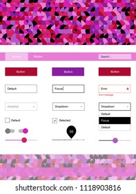 Light Purple, Pink vector ui ux kit with circles. Web ui kit with abstract gradient circles in its header. This sample is for your website.