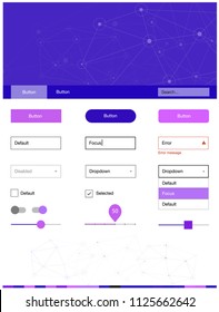 Light Purple, Pink vector ui kit in polygonal style with circles. Ui Ux kit with colorful polygonal background in its header. This sample is for your website.
