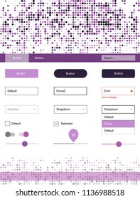 Light Purple, Pink vector ui kit with dots. Colorful ui/ux kit with header consisted of spheres. This template you can use for websites.