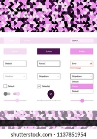 Light Purple, Pink vector ui kit with dots. Colorful ui/ux kit with header consisted of spheres. This template you can use for websites.