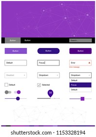 Light Purple, Pink vector ui kit in polygonal style with circles. Ui kit design in abstract style with colorful crystals, circles. Simple colorful design for websites.