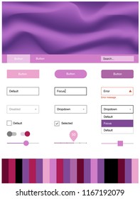 Light Purple, Pink vector ui kit with bubble shapes. Modern gradient abstract illustration with bandy lines. This sample is for your website.
