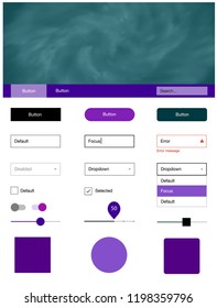 Light Purple, Pink vector ui ux kit with space stars. Modern Style guide with colorful gradient sky in its header. This template you can use for landing pages.