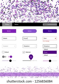 Light Purple, Pink vector ui kit with dots. Modern Style guide with colorful gradient circles in its header. This sample is for your website.
