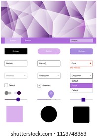 Light Purple, Pink vector web ui kit in polygonal style. Decorative ui kit design in abstract style with colorful crystals. Beautiful layout for websites, landing pages.