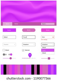 Light Purple, Pink vector web ui kit with lamp shapes. Colorful illustration in abstract memphis style with gradient. Beautiful layout for websites, landing pages.