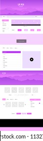 Light Purple, Pink vector wireframe kit with nature. Simple Material Design Kit with colorful mountains in header. This sample is for your tourist website.